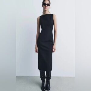 NWT ZARA Black Sleeveless Midi Dress ZW Woman Collection XS